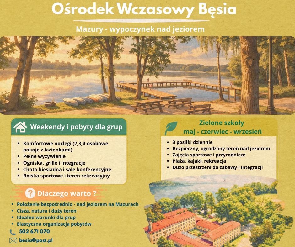 Plakat OW Bęsia Zielone Szkoły , Obozy, Grupy Zorganizowane