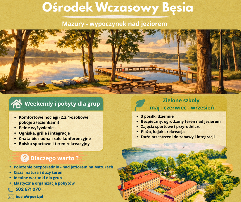 Plakat OW Bęsia Zielone Szkoły , Obozy, Grupy Zorganizowane